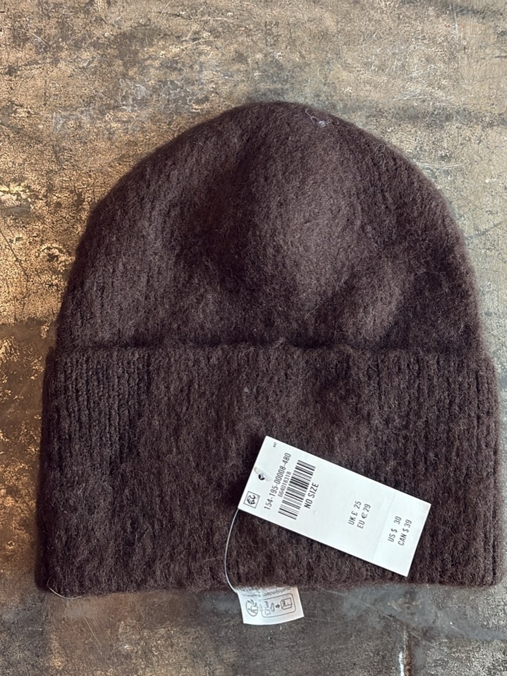 Brown Knit Beanie Hat - Brand Not Visible